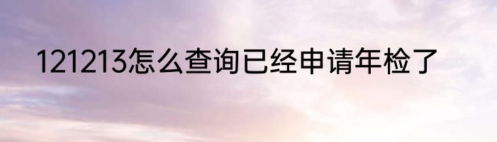 121213怎么查询已经申请年检了