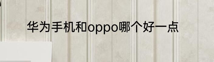 华为手机和oppo哪个好一点
