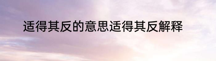 适得其反的意思适得其反解释