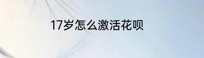 17岁怎么激活花呗