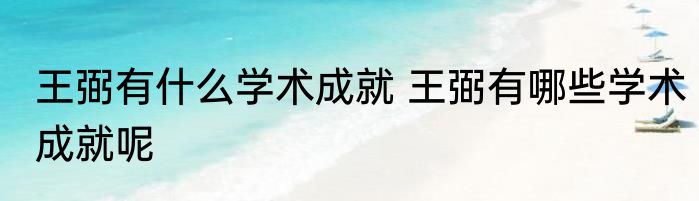 王弼有什么学术成就 王弼有哪些学术成就呢