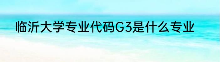 临沂大学专业代码G3是什么专业