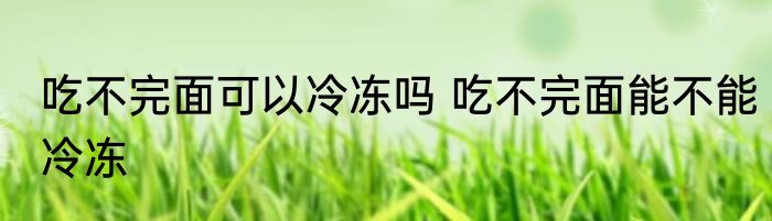 吃不完面可以冷冻吗 吃不完面能不能冷冻