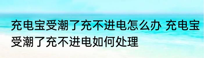 充电宝受潮了充不进电怎么办 充电宝受潮了充不进电如何处理