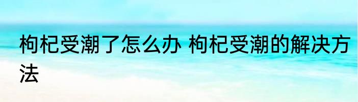 枸杞受潮了怎么办 枸杞受潮的解决方法