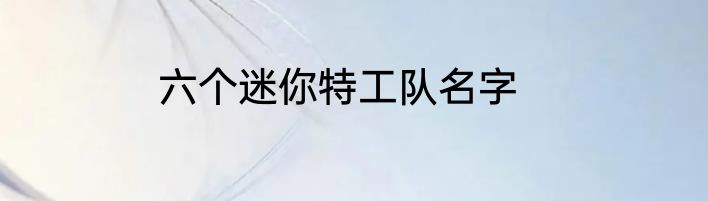 六个迷你特工队名字