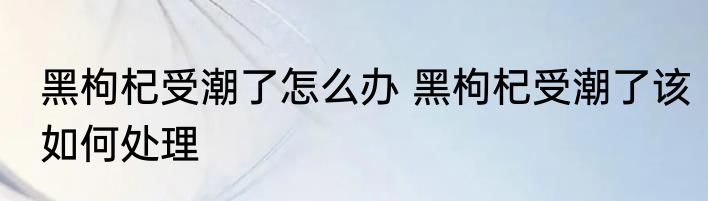 黑枸杞受潮了怎么办 黑枸杞受潮了该如何处理