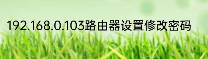 192.168.0.103路由器设置修改密码