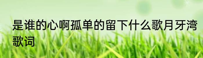 是谁的心啊孤单的留下什么歌月牙湾歌词
