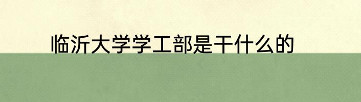 临沂大学学工部是干什么的