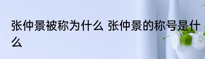 张仲景被称为什么 张仲景的称号是什么