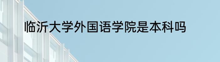 临沂大学外国语学院是本科吗