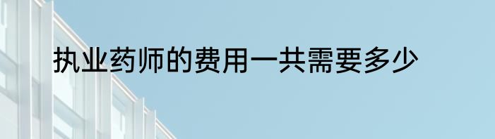 执业药师的费用一共需要多少