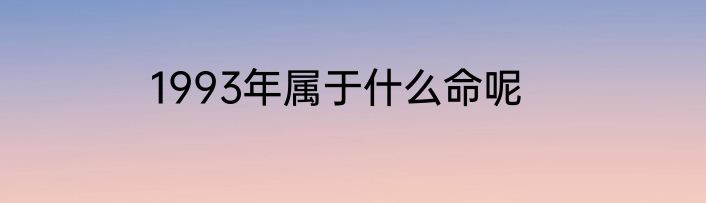 1993年属于什么命呢