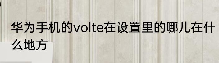 华为手机的volte在设置里的哪儿在什么地方