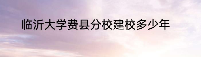 临沂大学费县分校建校多少年