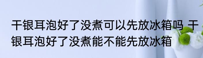 干银耳泡好了没煮可以先放冰箱吗 干银耳泡好了没煮能不能先放冰箱