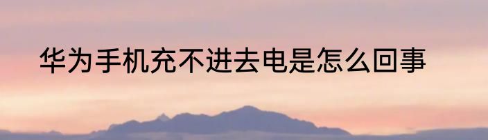 华为手机充不进去电是怎么回事