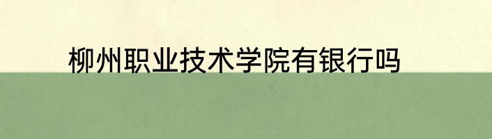 柳州职业技术学院有银行吗