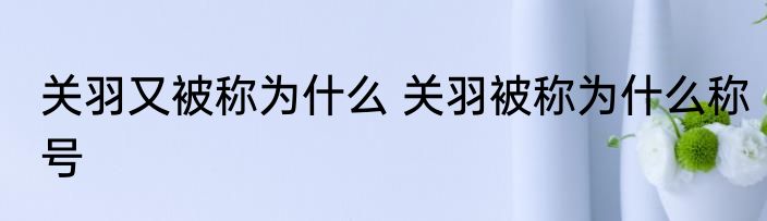 关羽又被称为什么 关羽被称为什么称号