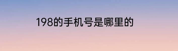 198的手机号是哪里的