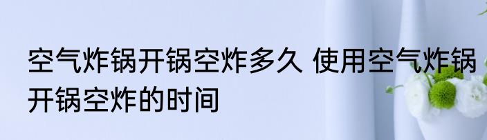 空气炸锅开锅空炸多久 使用空气炸锅开锅空炸的时间