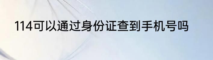 114可以通过身份证查到手机号吗