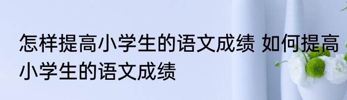 怎样提高小学生的语文成绩 如何提高小学生的语文成绩