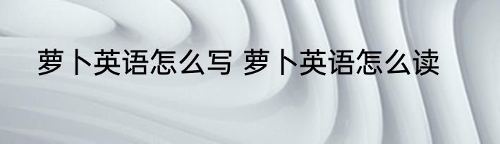 萝卜英语怎么写 萝卜英语怎么读