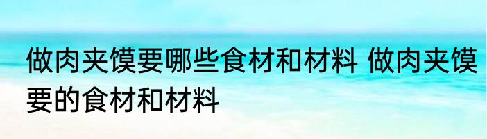 做肉夹馍要哪些食材和材料 做肉夹馍要的食材和材料