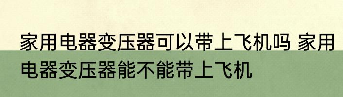 家用电器变压器可以带上飞机吗 家用电器变压器能不能带上飞机