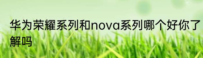 华为荣耀系列和nova系列哪个好你了解吗