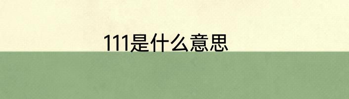 111是什么意思
