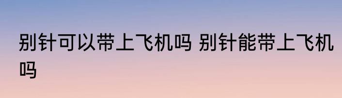 别针可以带上飞机吗 别针能带上飞机吗