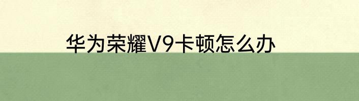 华为荣耀V9卡顿怎么办