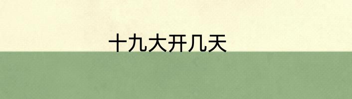 十九大开几天