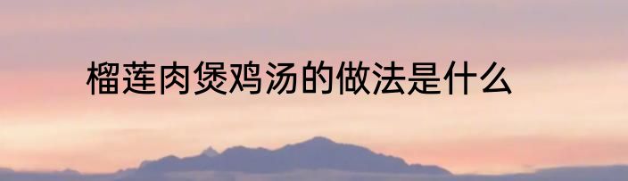 榴莲肉煲鸡汤的做法是什么