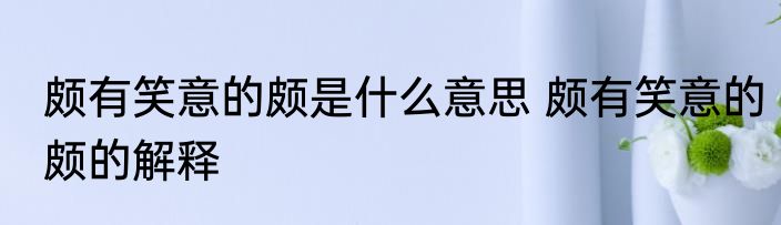 颇有笑意的颇是什么意思 颇有笑意的颇的解释