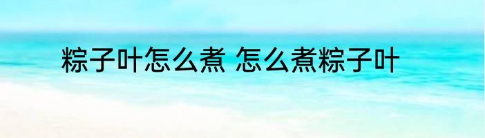 粽子叶怎么煮 怎么煮粽子叶