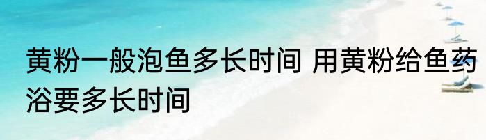 黄粉一般泡鱼多长时间 用黄粉给鱼药浴要多长时间