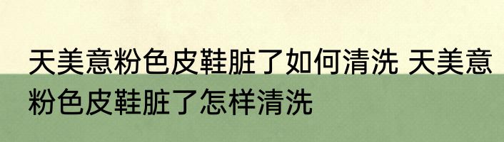 天美意粉色皮鞋脏了如何清洗 天美意粉色皮鞋脏了怎样清洗