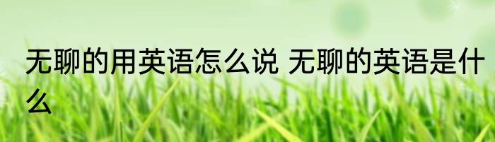无聊的用英语怎么说 无聊的英语是什么