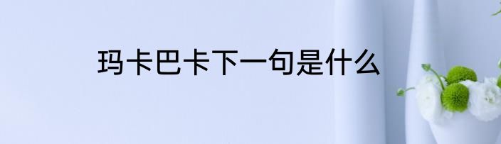 玛卡巴卡下一句是什么