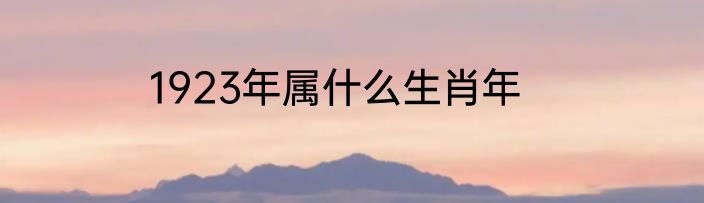 1923年属什么生肖年
