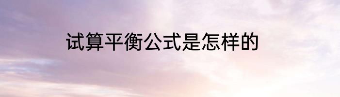 试算平衡公式是怎样的