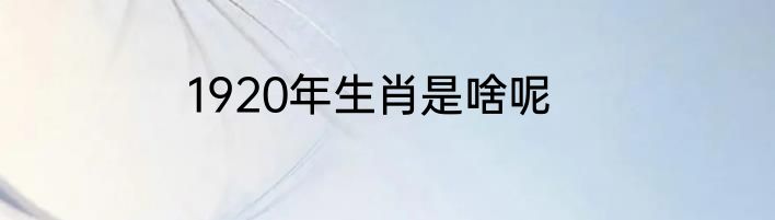 1920年生肖是啥呢