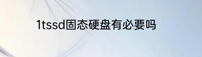 1tssd固态硬盘有必要吗