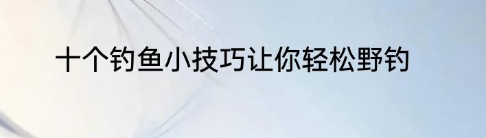 十个钓鱼小技巧让你轻松野钓