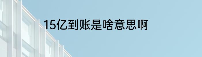 15亿到账是啥意思啊