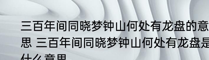 三百年间同晓梦钟山何处有龙盘的意思 三百年间同晓梦钟山何处有龙盘是什么意思